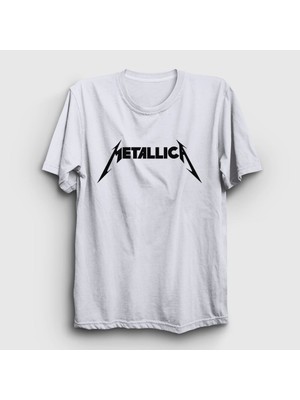 Presmono Unisex Beyaz Logo Metallica T-Shirt
