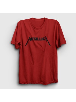 Presmono Unisex Kırmızı Logo Metallica T-Shirt