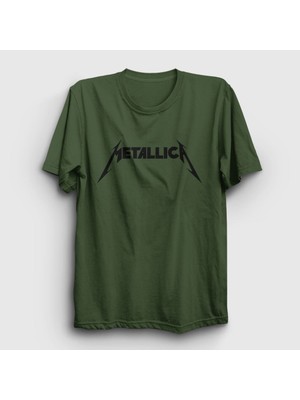 Presmono Unisex Haki Logo Metallica T-Shirt
