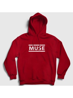 Presmono Unisex Kırmızı Logo Muse Kapüşonlu Sweatshirt