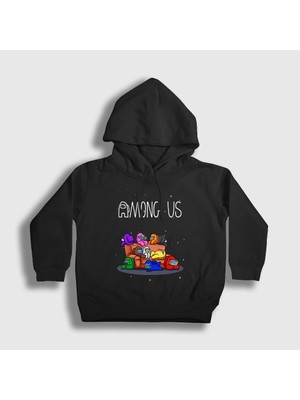 Presmono Unisex Çocuk Siyah Couch Among Us Kapüşonlu Sweatshirt