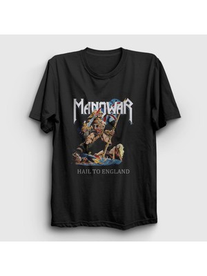 Presmono Unisex Siyah Hail To England Manowar T-Shirt