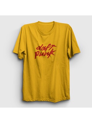 Presmono Unisex Sarı Logo Daft Punk T-Shirt