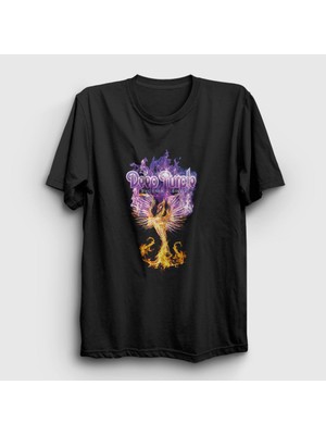 Presmono Unisex Siyah Phoenix Rising Deep Purple T-Shirt