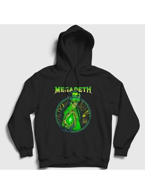 Presmono Unisex Siyah Shine Megadeth Kapüşonlu Sweatshirt
