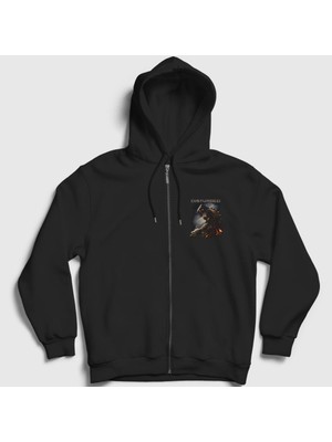 Presmono Unisex Siyah The Guy Disturbed Fermuarlı Kapüşonlu Sweatshirt
