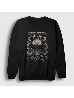 Presmono Unisex Siyah Thirteen Megadeth Sweatshirt