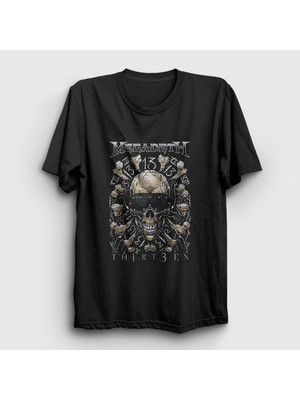 Presmono Unisex Siyah Thirteen Megadeth T-Shirt