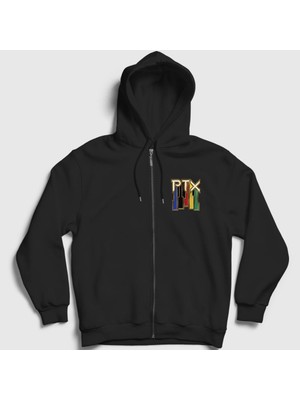 Presmono Unisex Siyah Vintage Pentatonix Fermuarlı Kapüşonlu Sweatshirt