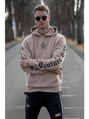 Madmext Camel Baskılı Kapşonlu Sweatshirt 2877