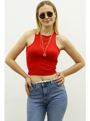 Madmext Mad Girls Kırmızı Crop Top MG361