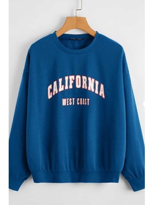 Madmext Mad Girls Mavi Bisiklet Yaka Kadın Sweatshirt MG789