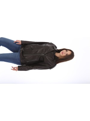 Franko Armondi Kadın Deri Klasik Biker Mont Siyah BK-1565 - 19928 Fa3