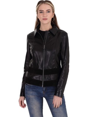 Franko Armondi Kadın Deri Klasik Ceket Süet Siyah BK-1368-19563 Fa2