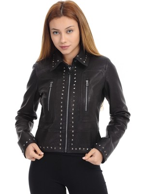 Franko Armondi Kadın Deri Klasik Ceket Trok Siyah BK-1419-19689 Fa2