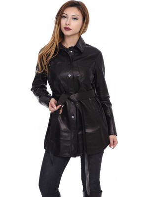 Franko Armondi Kadın Deri Klasik Kaban Siyah MBUE-1501-19808 Fa2