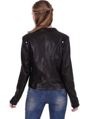 Franko Armondi Kadın Deri Spor Biker Mont  Siyah BK-1325-19370 Fa2