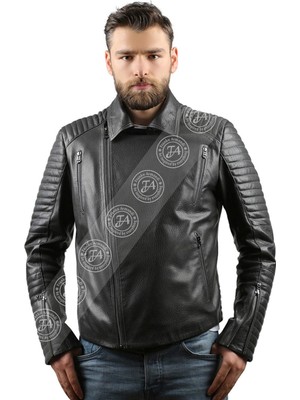 Franko Armondi Erkek Deri Spor Biker Mont Gri K-981-18593 Fa1