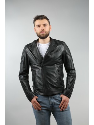 Franko Armondi Erkek Deri Spor Biker Mont Siyah K-372-16670 Fa1