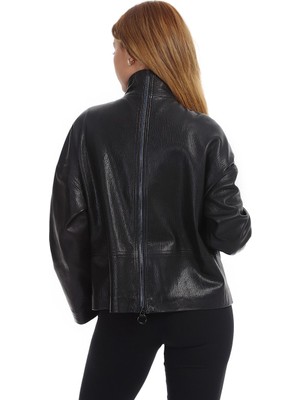 Franko Armondi Kadın Deri Klasik Kaban Oversize Siyah Bk-1430 G-19603 Fa2