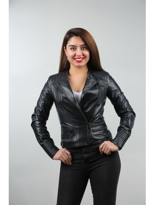 Franko Armondi Kadın Deri Biker Spor Mont Siyah Bk-620-17041 Fa1