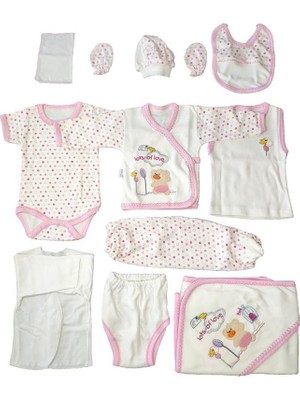 Daisymini Kız Bebek Hastane Çıkışı 11 Parça Nakış Işlemeli Yenidoğan Zıbın Takımı