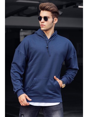 Madmext Basic Lacivert Erkek Kapüşonlu Sweatshirt 4764