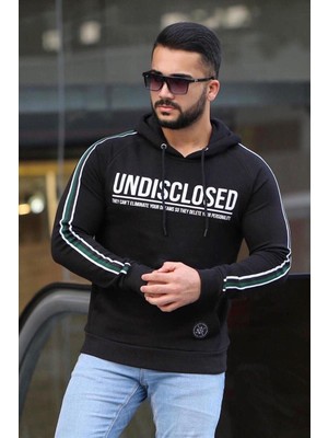 Madmext Siyah Baskılı Kapşonlu Sweatshirt 4139