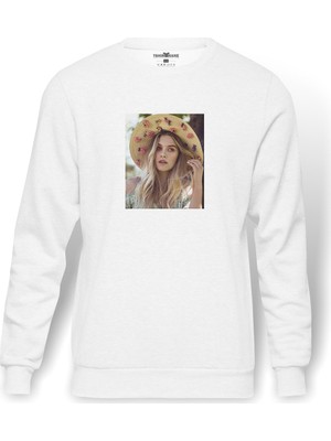 Tshirthane Riverdale Polly  Baskılı Beyaz Erkek Örme Sweatshirt Uzun Kol