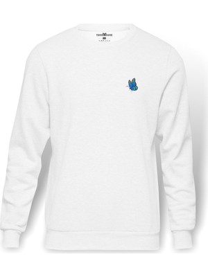 Tshirthane Baby Monarch Caterpillar 5 Baskılı Beyaz Erkek Örme Sweatshirt Uzun Kol