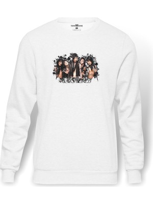 Tshirthane Black Veil Brides Group  Baskılı Beyaz Erkek Örme Sweatshirt Uzun Kol