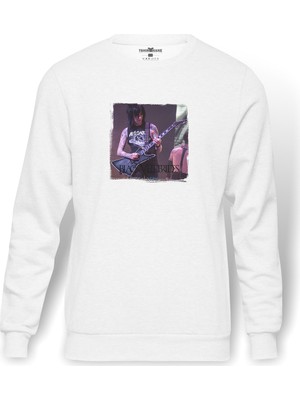 Tshirthane Black Veil Brides Music  Baskılı Beyaz Erkek Örme Sweatshirt Uzun Kol