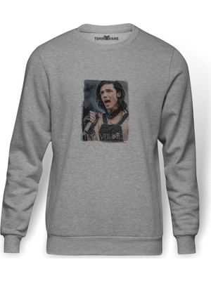 Tshirthane Black Veil Brides Andy 2 Baskılı Gri Erkek Örme Sweatshirt Uzun Kol