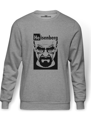 Tshirthane Breaking Bad Heisenberg'S 2  Baskılı Gri Erkek Örme Sweatshirt Uzun Kol