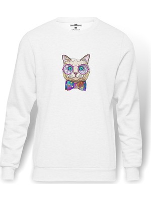 Tshirthane James Moriarty Holmes  Baskılı Beyaz Erkek Örme Sweatshirt Uzun Kol