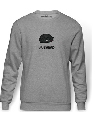 Tshirthane Riverdale Jughead Jones Tumblr Baskılı Gri Erkek Örme Sweatshirt Uzun Kol