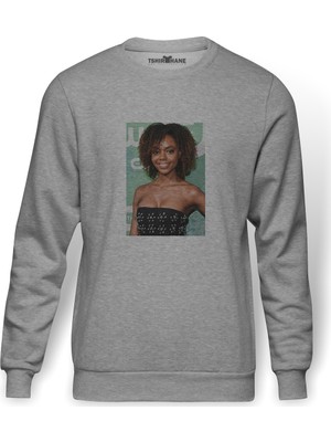 Tshirthane Riverdale Josie Mccoy Ashleigh Murray Josie Baskılı Gri Erkek Örme Sweatshirt Uzun Kol