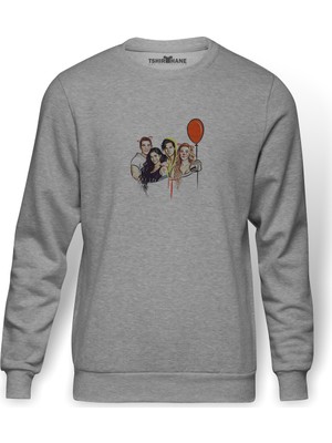 Tshirthane Riverdale Memes Dizi  Baskılı Gri Erkek Örme Sweatshirt Uzun Kol