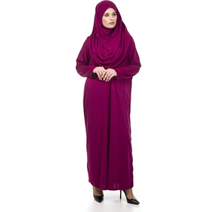 Amisos Bone Şal Namaz Elbisesi Tek Parça Mürdüm