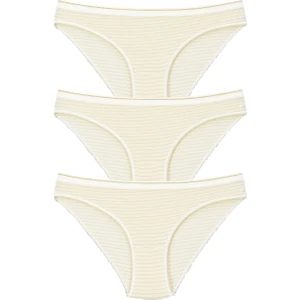 Kadın 3'lü Paket Desenli  Bikini Külot Beyaz