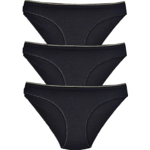 Kadın 3'lü Paket Desenli  Bikini Külot Siyah