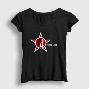Kadın Siyah Logo Pearl Jam T-Shirt