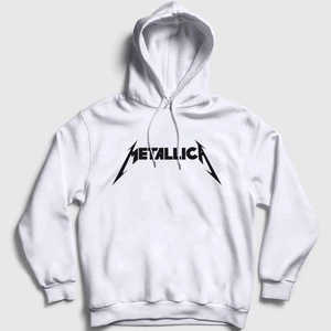 Unisex Beyaz Logo Metallica Kapüşonlu Sweatshirt