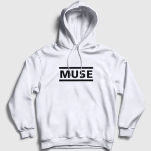 Unisex Beyaz Logo Muse Kapüşonlu Sweatshirt