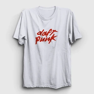Unisex Beyaz Logo Daft Punk T-Shirt