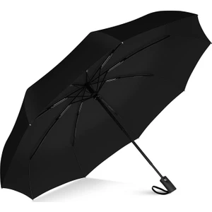 Tam Otomatik Rüzgarda Kırılmayan Fiber Unisex Şemsiye 8 Telli Siyah