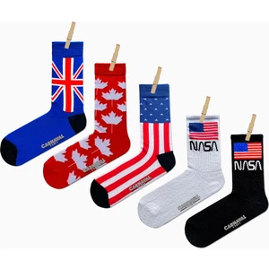 Carnaval Socks 5'li England Canada Nasa Bayrak Renkli Çorap