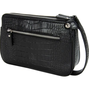KANGAROO KINGDOM Hakiki Deri Kroko Siyah Erkek Portföy & Clutch El Çantası 1285-CS