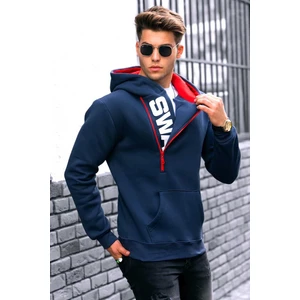 Lacivert Fermuar Detaylı Kapüşonlu Sweatshirt 1767