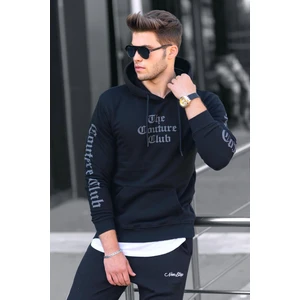 Siyah Baskılı Kapşonlu Sweatshirt 2877